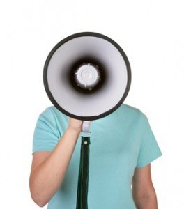man holding megaphone
