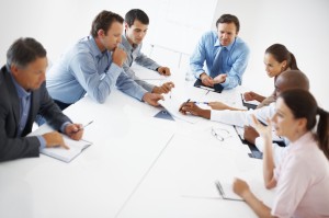 employees in a meeting