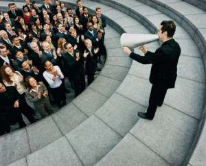 Man talking with megaphone