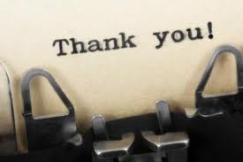 Thank you written on a typewriter