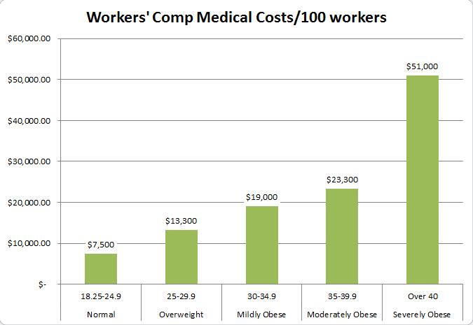 Workers comp medical costs per 100 workers